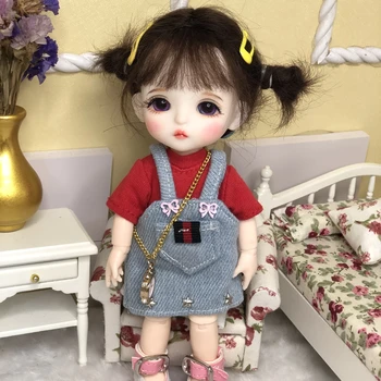 кукла с париком 16 см, милая мини-кукла BJD, ручная косметика для лица, куклы с большими глазами, игрушки Bjd, подарки для девочек, сумка для макияжа ручной работы, игрушка