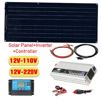 110 В/220 В Система солнечных батарей 50 Вт Солнечная панель 10A Контроллер заряда 1000 Вт Модифицированный Синусоидальный инвертор Комплект для выработки электроэнергии