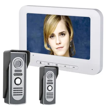 MOUNTAINONE 7-Дюймовый TFT Видеодомофон Дверной Звонок Комплект Внутренней связи с 2 камерами и 1 монитором Ночного видения с камерой HD 700TVL