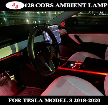 Декорируйте сенсорное управление внутренней лампой Для Tesla Model3 model 3 2019 2020, внутреннее освещение автомобиля, 64 цвета, крышка рожка центральной стойки