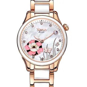 Швейцарский люксовый бренд NESUN, Япония, Кварцевые женские часы MIYOTA, Сапфировые часы с бриллиантами, Водонепроницаемый Скелет, Фаза Луны N9075-4