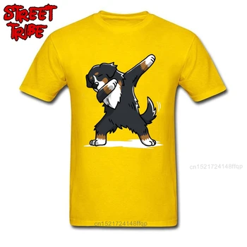 Модная футболка Для мужчин, Желтая Футболка, Мужские Сумасшедшие Футболки, Забавная Одежда С Принтом Бернской Горной Собаки, Хлопковые Футболки Для Взрослых