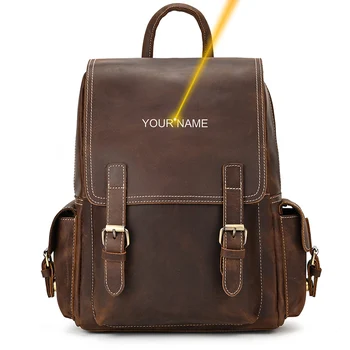 Высококачественный Рюкзак из натуральной кожи, Дорожный Мужской Ретро-модный 14-дюймовый Рюкзак для ноутбука, Школьный рюкзак Для мужчин И женщин, подарочная сумка