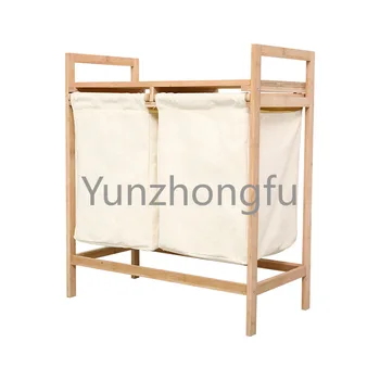 Необходимая в хозяйстве многофункциональная бамбуковая корзина для белья, корзина для белья с двумя отделениями для хранения