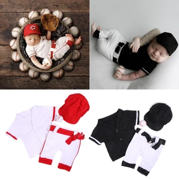 Костюм для новорожденных, шляпа, рубашка и брюки, одежда для фотосессии в душе младенца, бейсбольная экипировка