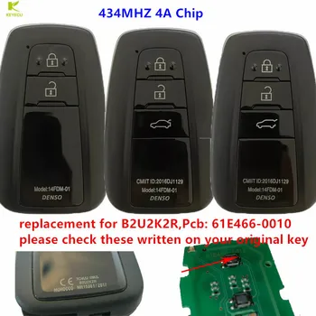 KEYECU Замена 2/3 Кнопки Smart key Бесключевой брелок 434 МГц 4A Чип для Toyota COROLLA 2019 2020 FCCID: B2U2K2R PN 61E466-0010