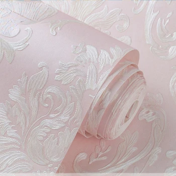 Розовые 3D Цветочные Обои для Девочек, Настенная Контактная Бумага для Спальни, 3d Текстурная Наклейка на Стену, Домашний Декор, Обои в Рулонах