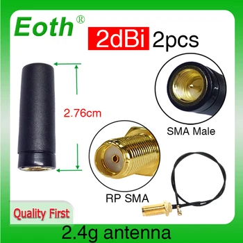 EOTH 2шт 2,4 g антенна 2dbi sma мужской wlan wifi 2,4 ГГц антенна IPX ipex 1 SMA женский удлинитель с косичкой iot модуль antena