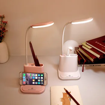 Розовая Беспроводная Настольная лампа Kawaii Flexo LED Настольный USB Перезаряжаемый Портативный аккумулятор Для Чтения, кабинета, Спальни, Прикроватной тумбочки, домашнего Офиса, Декора