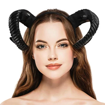 Повязка на голову с рогом, Овечьи рога, обруч для волос, Готический головной убор, реквизит для фотосессии на Хэллоуин, Косплей-вечеринки