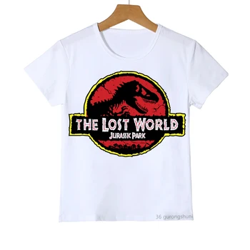 Футболка для мальчиков и девочек, футболки с изображением парка Юрского периода/мира, забавная детская одежда для мальчиков, футболка с принтом динозавра и животных, топы camisetas