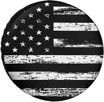Черный, белый, винтажный чехол для запасного колеса с американским флагом, кожа ПВХ, водонепроницаемый, пыленепроницаемый, универсальный чехол для колеса, пригодный для автомобиля, прицепа,