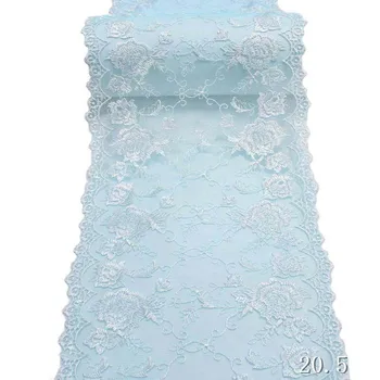 28 Ярдов Вышитого кружевного нижнего белья, светло-голубая ткань с цветочным рисунком для отделки бахромой, ткань для вечернего свадебного бюстгальтера, ткань для платья, Швейные аксессуары