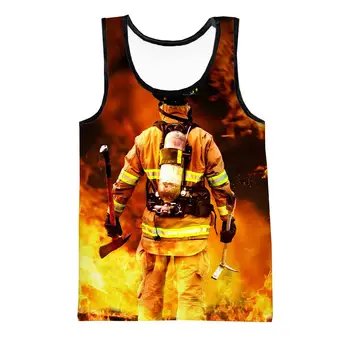 2023 Новые США, крутые пожарные топы с 3D принтом, Одежда для мужчин, Модный спортивный жилет без рукавов для спортзала, Летние футболки для пожарных, спасателей