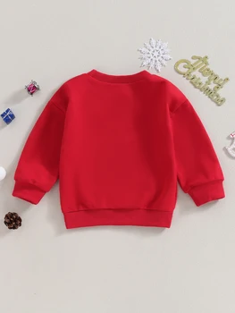 Рождественские свитера для женщин Красного цвета с длинным рукавом и буквенным принтом, пуловеры свободного кроя, топы