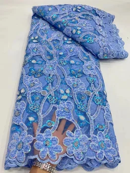 С Блестками Новейшая африканская кружевная ткань 2023, Высококачественная вышивка Для женщин, Парчовые сетчатые кружевные ткани в Нигерийском стиле, 5 Ярдов
