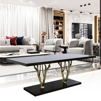 Изготовленный на заказ обеденный стол из цельного дерева в скандинавском стиле, легкий, роскошный, простой, итальянский, вилла, отель, креативный журнальный столик, обеденный стол для переговоров