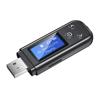 Беспроводной USB-передатчик-приемник, аудиоадаптер 3,5 AUX, ЖК-TF-дисплей, Bluetooth-совместимый USB-ключ 5,0 для телевизора, ПК, автомобиля