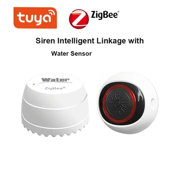 Датчик утечки воды Tuya Zigbee, детектор протечек, дистанционное управление, интеллектуальная связь с сиреной Zigbee, защита от протечек
