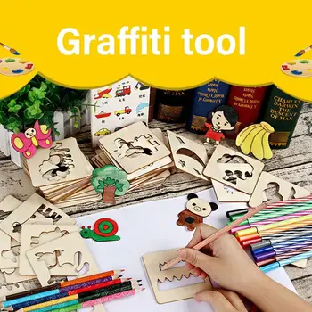 Деревянные трафареты Монтессори для детского сада, шаблон для рисования, Обучающие Развивающие игрушки, Детские игрушки для рисования, Инструменты для рисования