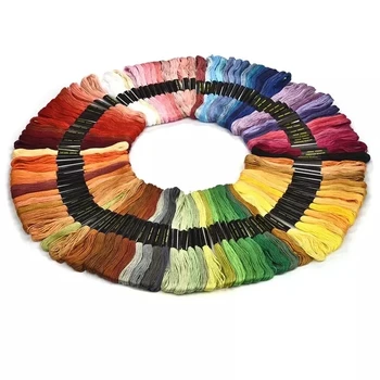 Разноцветные Нитки для вышивания крестиком, Мотки Хлопчатобумажных швейных ниток, Набор Мотков Мулине для вышивания 