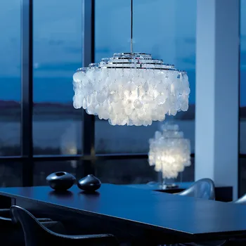 Скандинавский белый подвесной светильник ресторан кисточка PFUN Shell Подвесной светильник для прохода в спальню светильники E27 заподлицо подвесной кольцевой светильник