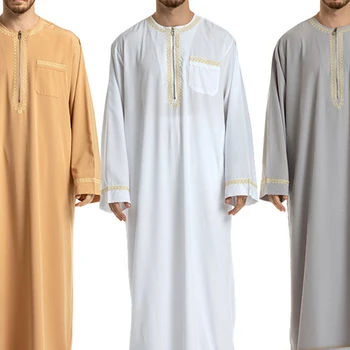 Ближневосточные этнические костюмы, Мусульманский халат, Мужской Аристократ, Роскошное Арабское исламское Молитвенное платье с длинными рукавами, Топ для богослужения
