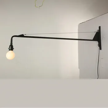 Простой промышленный настенный светильник в стиле Ретро с длинной рукояткой, Железный Ресторанный светильник в стиле Ретро, лампа для бара/кафе, настенный светильник для рыбалки с длинным шестом