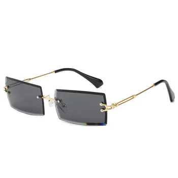 High Quality New Rimless Cut Edge Square Fashion Small Glasses Sunglasses for Men Women очки солнечные женские Hot Sale