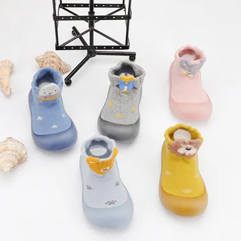 Детская Обувь для малышей с животными, нескользящие, защищающие от скольжения ноги, Короткие вязаные носки в пол, First Walker, 5 размеров 888 keding