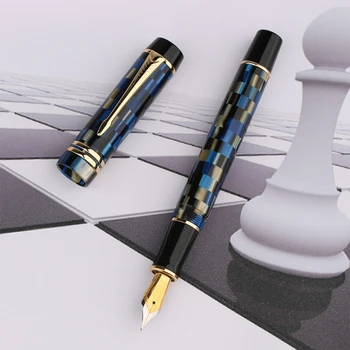 MAJOHN M600 Перьевая ручка из смолы 0,5 мм с Конвертером, Чернильные ручки для письма в Шахматном порядке, Школьные Принадлежности, Канцелярские Принадлежности, подарочная ручка