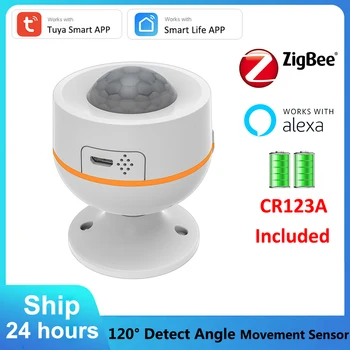 Tuya Smart ZigBee Аккумулятор USB PIR Датчик движения Детектор Расстояние 10 М Угол обнаружения 120 ° Датчик Движения Alexa Создает Рутину