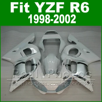 Бесплатные Изготовленные на заказ пластиковые детали для YAMAHA R6 комплект обтекателей 1998 1999 2000 2001 2002 серебристые обтекатели YZF R6 98-02 кузов