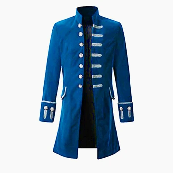 Мужской Смокинг, пальто, однотонный длинный рукав, Винтажный Смокинг, Униформа в стиле Стимпанк, Ренессанс, воротник-стойка, рыцарская куртка, верхняя одежда, костюм