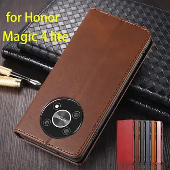 Магнитный Притягивающий Чехол Кожаный Чехол для Huawei Honor Magic 4 lite/Honor Magic4 lite Флип-Кобура Чехол-бумажник Fundas Coque
