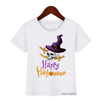 Детская одежда с животным принтом на Хэллоуин, забавные универсальные футболки для мальчиков и девочек, модная подростковая футболка для детей, костюмы на Хэллоуин