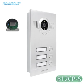 HOMSECUR 1.0MP PoE Powered 110 ° Водонепроницаемая Камера Для Наружного Дверного Звонка B12CP-S Скрытого Монтажа Для 3 Квартир IP-Видеодомофон