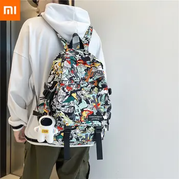 Xiaomi Мужская школьная сумка для девочек, женский мужской рюкзак с принтом граффити, женская сумка для мальчиков-книжек, нейлоновый модный женский рюкзак для ноутбука, студенческий