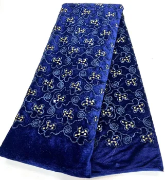 Африканская Бархатная Кружевная ткань 2023, Высококачественная Роскошная вышивка Блестками, французская кружевная ткань Для Нигерии, Asoebi, свадебное платье для вечеринки