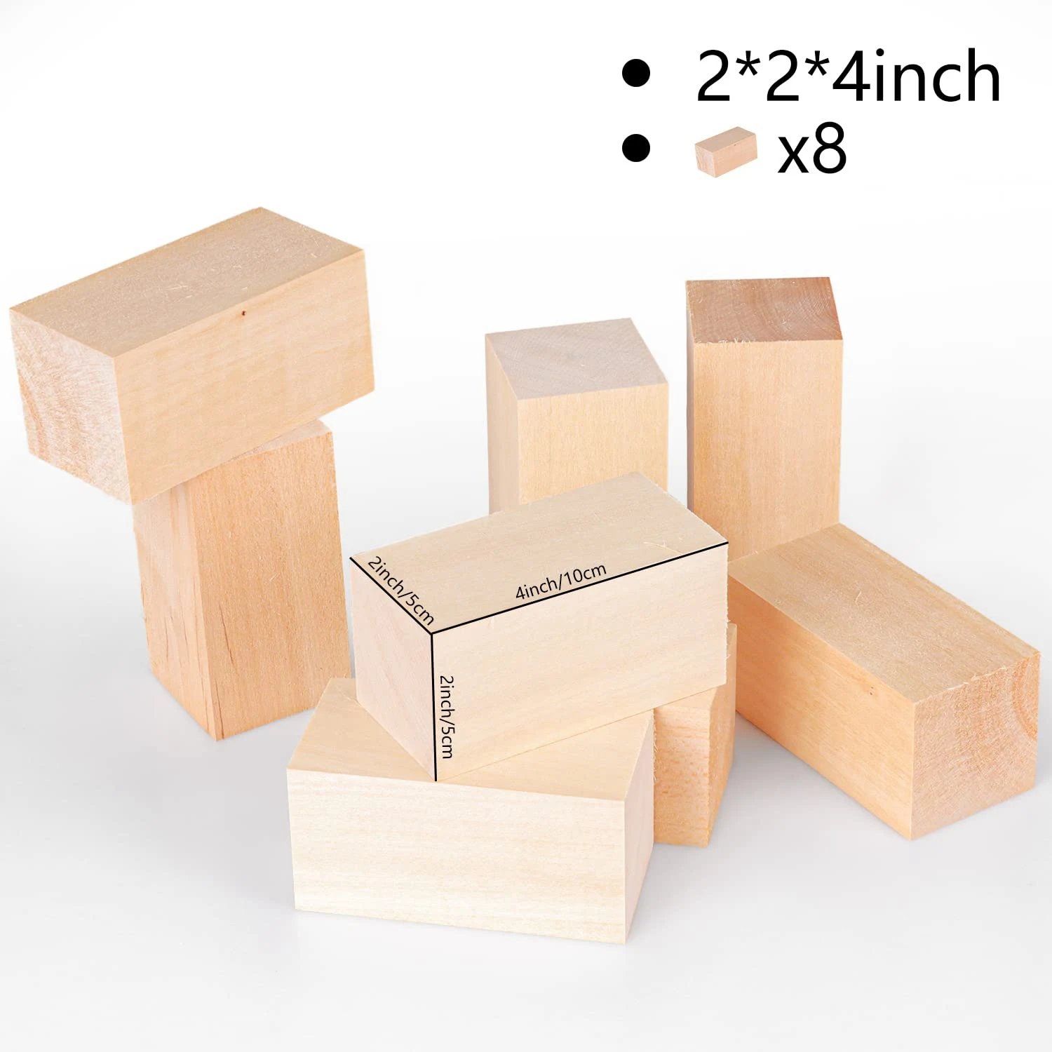Блоки для резьбы по дереву из липы 4 x 2 x 2 Дюйма, Набор Блоков для Строгания по дереву для Детей, Взрослых, Начинающих или экспертов 2