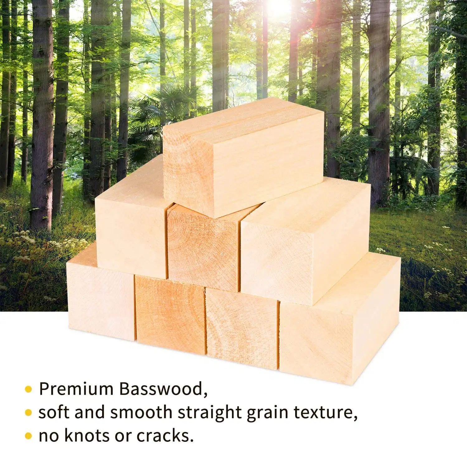 Блоки для резьбы по дереву из липы 4 x 2 x 2 Дюйма, Набор Блоков для Строгания по дереву для Детей, Взрослых, Начинающих или экспертов 3