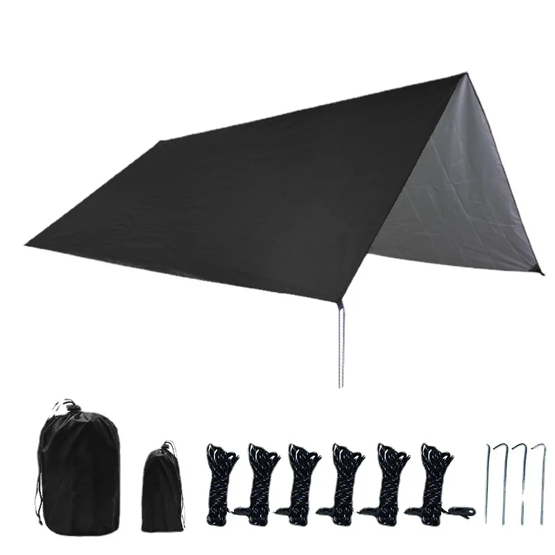 Брезентовая палатка для кемпинга на открытом воздухе с серебристым покрытием, солнцезащитный крем и непромокаемый козырек, Ультралегкое портативное снаряжение для пикника 4
