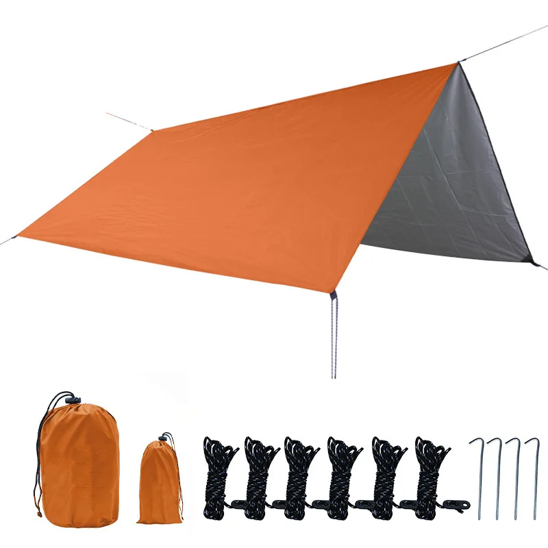 Брезентовая палатка для кемпинга на открытом воздухе с серебристым покрытием, солнцезащитный крем и непромокаемый козырек, Ультралегкое портативное снаряжение для пикника 5