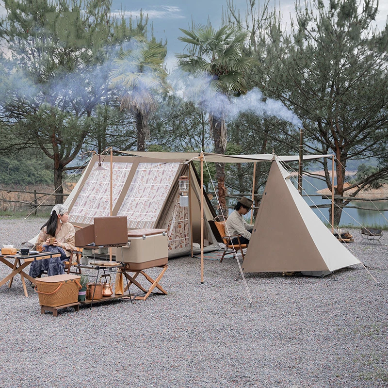 Водонепроницаемая хлопчатобумажная палатка Bushcraft, Навес для кемпинга, Пляжная треугольная палатка, укрытие для сада Toldo 0