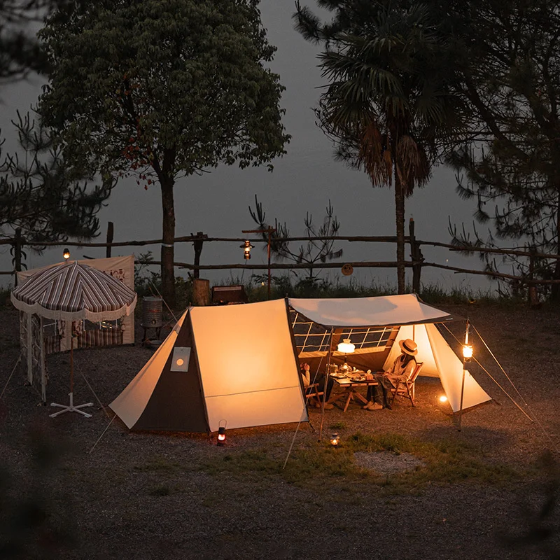 Водонепроницаемая хлопчатобумажная палатка Bushcraft, Навес для кемпинга, Пляжная треугольная палатка, укрытие для сада Toldo 2