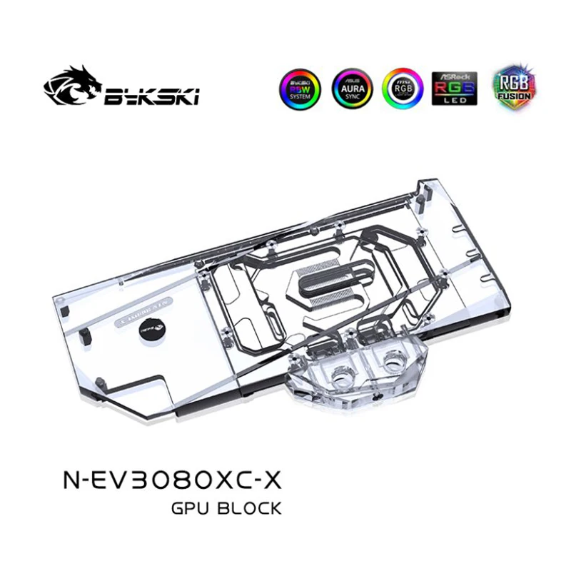 Водяной блок Bykski для EVGA GeForce RTX 3080 XC3 ЧЕРНЫЙ ИГРОВОЙ графический процессор/Видеокарта/Медный Радиатор охлаждения RGB SYNC/N-EV3080XC-X 1