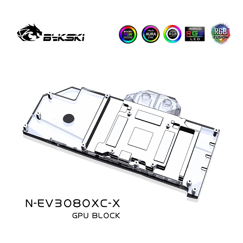 Водяной блок Bykski для EVGA GeForce RTX 3080 XC3 ЧЕРНЫЙ ИГРОВОЙ графический процессор/Видеокарта/Медный Радиатор охлаждения RGB SYNC/N-EV3080XC-X 4