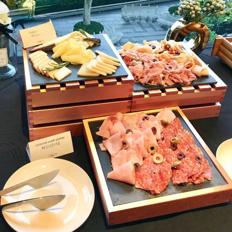 Деревянный стол для чаепития Китайский буфет десертный стол стеллаж для выставки товаров суши фруктовый торт полка для дим-самов 1