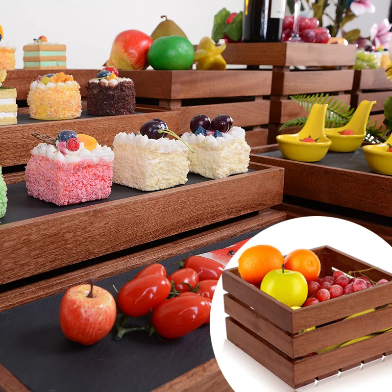 Деревянный стол для чаепития Китайский буфет десертный стол стеллаж для выставки товаров суши фруктовый торт полка для дим-самов 3