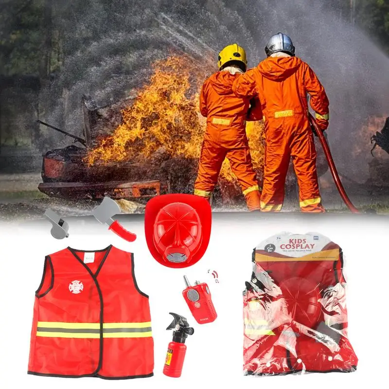 Детский костюм пожарного для ролевых игр, удобный костюм пожарного для детей, костюм для косплея Пожарного для мальчиков и девочек, костюм для ролевых игр 1